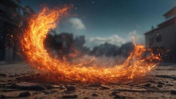 A fiery vortex in a swirling cloud of debris. photo