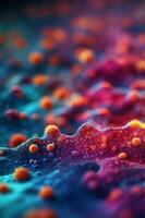 Microscopic View of Cell Structures in Pathology Sample. photo