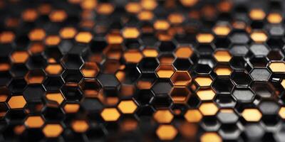 digital black hexagonal honeycomb background. photo