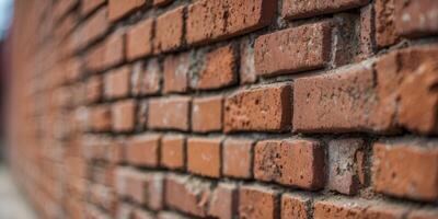 Close up image of deteriorating brick wall on deserted building for background. photo