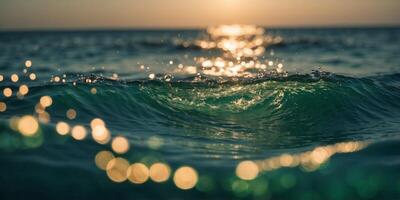 an aerial view of green sea in the style of sparkling. photo