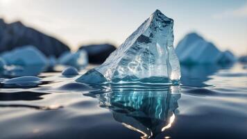 iceberg reflection on the water surface from below. photo