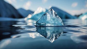 iceberg reflection on the water surface from below. photo