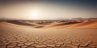 A barren desert landscape with a vast empty expanse ideal for a copy space image. photo
