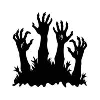 Zombie hands in the grass silhouette vector