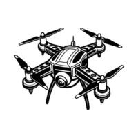 A black and white drawing of a drone vector