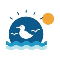 A bird is flying over the ocean with waves vector