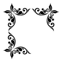 A black and white design with swirls and flowers vector