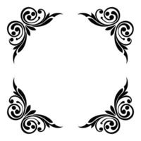 A black and white square frame with swirls vector