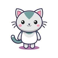 A cartoon cat with a white shirt and pink bow vector