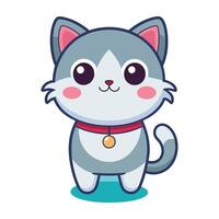 A cartoon cat with a collar and a red tag vector