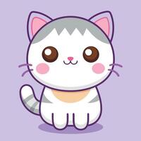 A cartoon cat with a pink nose and brown eyes vector
