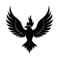 A black bird with wings spread out on a white background vector
