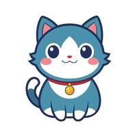 A cartoon cat with a red collar vector