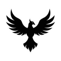 A black bird with wings spread out on a white background vector
