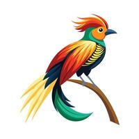 A colorful bird sitting on a branch vector