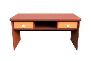 Empty wooden desk with drawers, ideal for a clerk, manager, or executive's workspace. Realistic set against a white background. vector