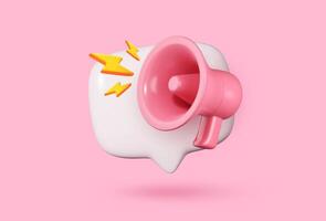 3D megaphone for promotional announcements, featuring a bullhorn design with a microphone. Ideal for alerts and announcements against an isolated background. vector