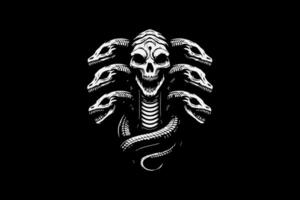 A black and white logo of a snake with two heads vector