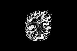 A skull with a helmet on a black background vector