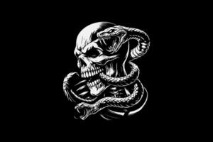 A skull with a snake wrapped around it vector