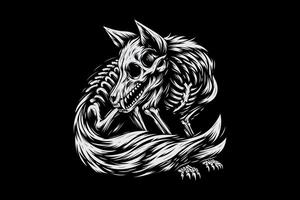 A skeleton wolf on a black background vector