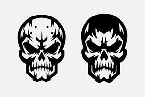Two black and white skulls with different expressions vector