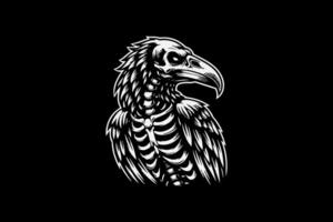 A skeleton bird with a black background vector