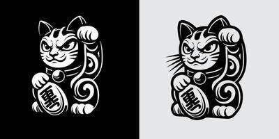 Two different designs for the maneki neko cat vector