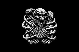 A skull with snakes on it vector