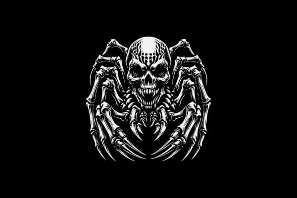 A skull with claws on a black background