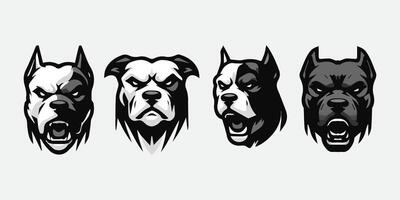 Four different dog head designs with different expressions vector