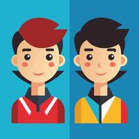 Two men with different hair colors and different clothes vector