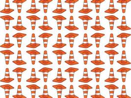 Traffic Cone Seamless Pattern, isolated on white background vector