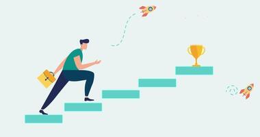 illustration, people run to their goal on the column of columns, move up motivation, , the path to the target's achievement video