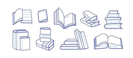 Open and closed book line sketch. Art line symbol vector