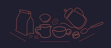 Coffee drip kettle and aroma beans Abstract design vector