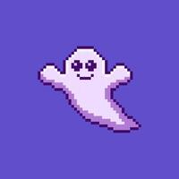 Pixel art cute ghost game asset design vector