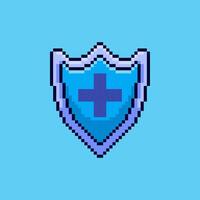 Pixel art health shield game asset design vector
