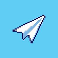 Pixel art paper plane game asset design vector