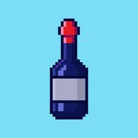 Pixel art wine bottle game asset design vector