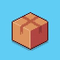 Pixel art cardboard box game asset design vector