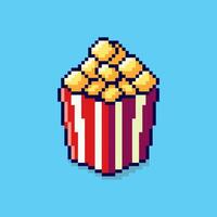 Pixel art popcorn game asset design vector