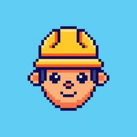 Pixel art avatar construction worker game asset design vector