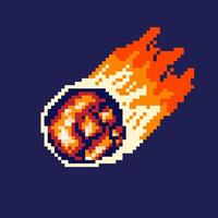 Pixel art meteor game asset design vector