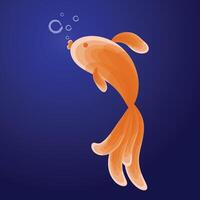 Goldfish with bubbles. Watercolor goldfish vector