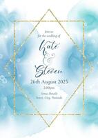 Decorative wedding invitation background with a hand painted alcohol ink design vector