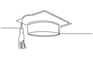 Graduation hat cap one continuous line,1 vector