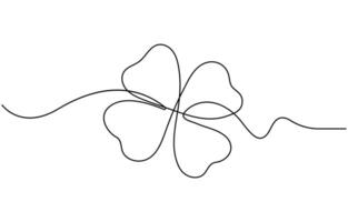 Continuous one line drawing of four leaf clovers vector
