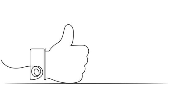 continuo uno línea dibujo de me gusta mano demostración pulgar arriba vector